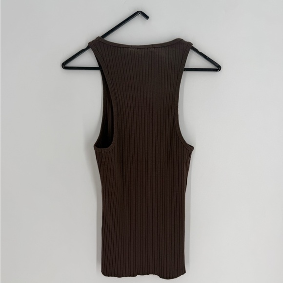James Street Co. Brown Ribbed Knit Razor Tank - Picture 4 of 5